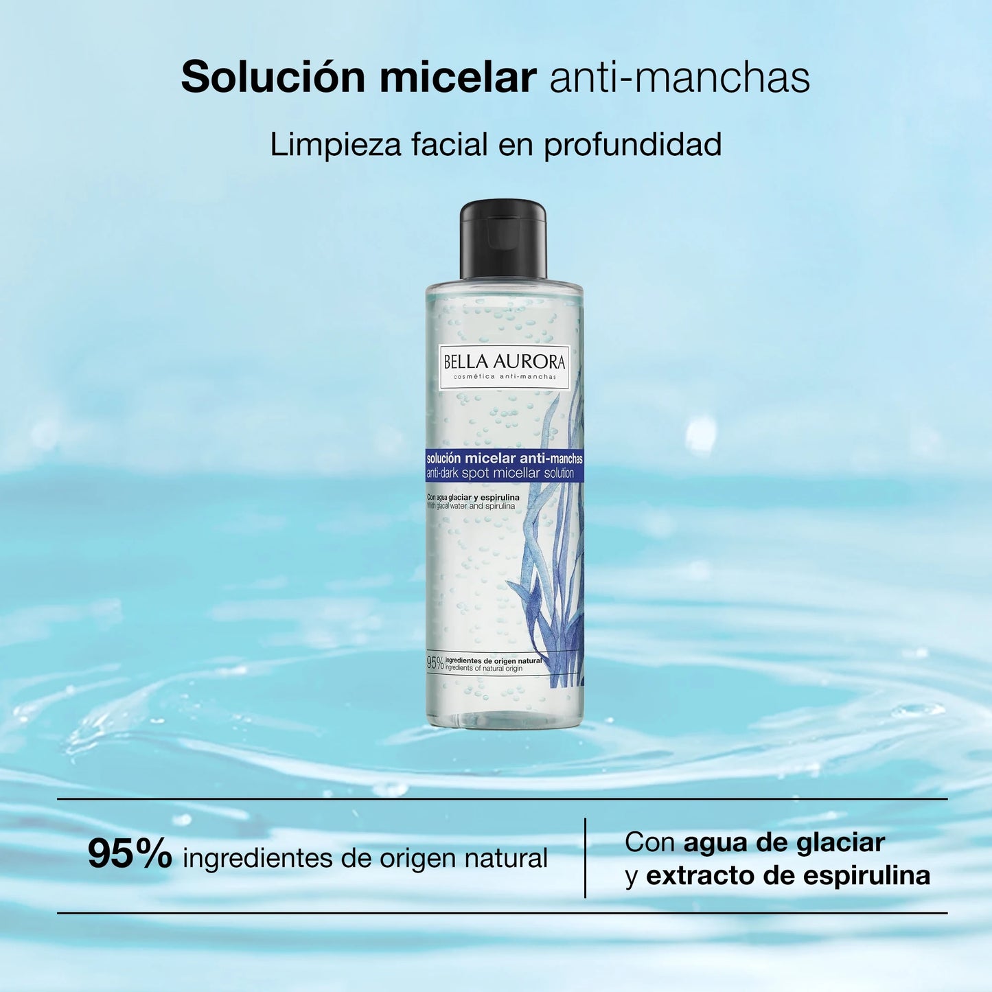 Belleza AURORA-Agua Micelar 200 ml Anti-Manchas Anti-Envejecimiento Desmaquillante Facial