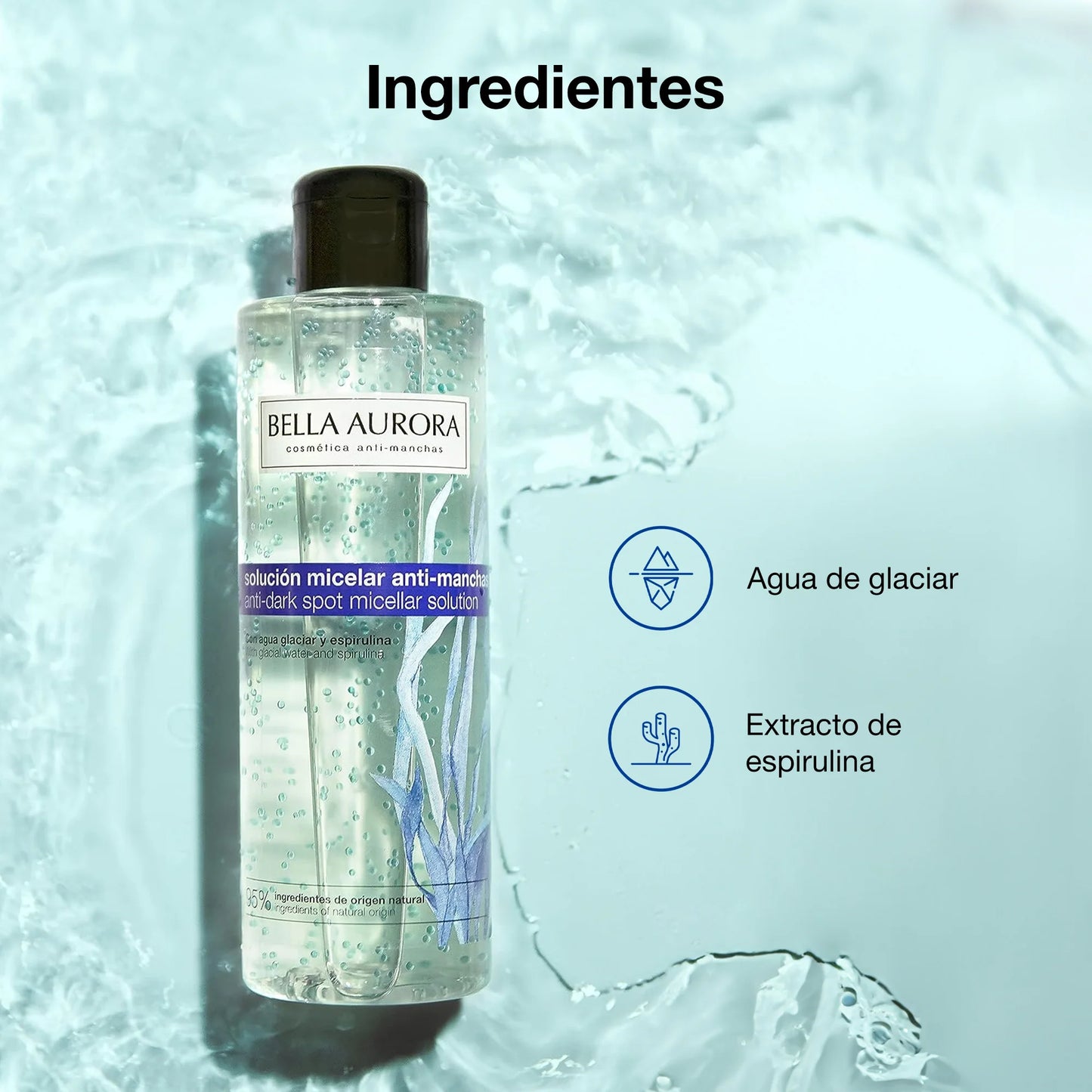 Belleza AURORA-Agua Micelar 200 ml Anti-Manchas Anti-Envejecimiento Desmaquillante Facial