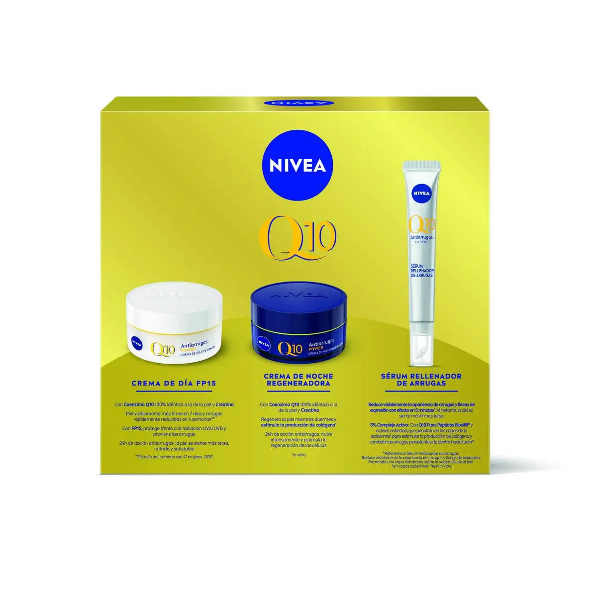 Pack NIVEA Q10-caja regalo con crema de día FP15, crema de noche y sérum-tratamiento antiedad completo