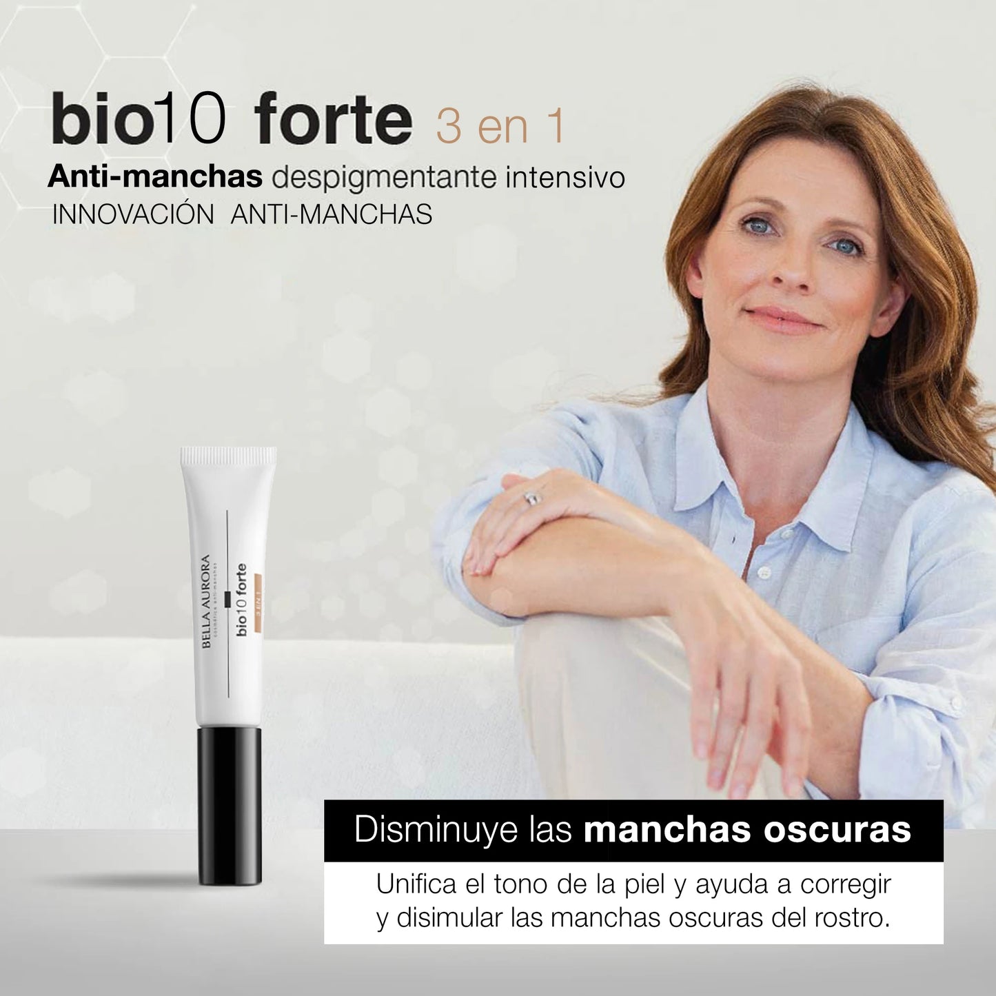 BELLA AURORA - Bio10 Forte 3 en 1, 10 ml, camufla las manchas de la piel con Color, despigmenta y protege, elimina las manchas oscuras, difumina las manchas e imperfecciones, Protección SPF 50+