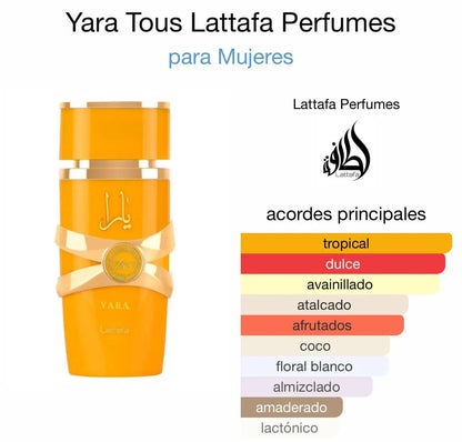 Yara Tous 100 ml Lattafa Perfumes mujer dulce mujer tropical