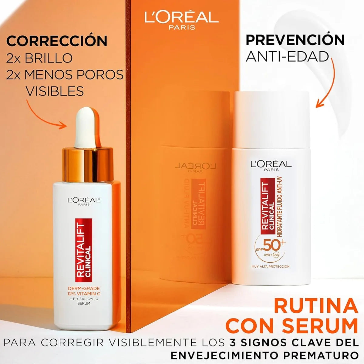 L'OREAL PARIS Revitalift Crema hidratante clínica anti-UV SPF50 + vitamina C diaria 50 ml